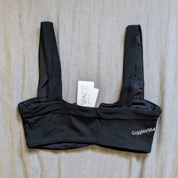 L*Space Lee Lee Frenchi Bikini Set Black Ribbed - Picture 4 of 14